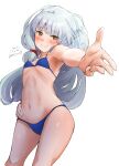  1girl absurdres bare_shoulders bikini blush breasts highres kantai_collection long_hair mmk murakumo_(kancolle) navel orange_eyes silver_hair small_breasts smile solo swimsuit very_long_hair 
