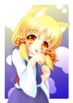  animal_ears blonde_hair blush cat_ears cat_pose john_inu jyon_inu kemonomimi_mode moriya_suwako no_hat no_headwear paw_pose tongue touhou yellow_eyes 