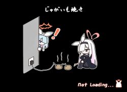  ! 2girls apricotlemontea arona_(blue_archive) black_background black_hairband black_jacket black_sailor_collar blue_archive blue_eyes blue_hair blue_shirt braid chibi commentary_request electric_plug grey_hair grey_pantyhose hair_over_one_eye hair_ribbon hairband halo holding holding_stick jacket knees_up loading_screen multicolored_hair multiple_girls no_shoes outline pantyhose pink_hair plana_(blue_archive) ribbon sailor_collar shirt simple_background sitting stick translation_request two-tone_hair white_hairband white_outline white_ribbon white_sailor_collar 