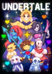  1other 2026 2d 3girls 4boys alphys ambiguous_gender android animal_ears animal_nose ankle_boots anthro armor asgore_dreemurr beard black_background black_eyepatch black_hair black_shorts blonde_hair blue_jacket blue_shirt blue_shorts blue_skin blue_soul_(utdr) blue_sweater body_fur boots brothers brown_boots brown_hair brown_shoes buck_teeth cape child colored_sclera colored_skin colored_teeth commentary copyright_name cyan_soul_(utdr) delta_rune_(symbol) delta_rune_print digital_media double_horizontal_stripe drawstring droopy_ears ear_fins everyone eyepatch facial_hair fangs female fins fish fish_girl floppy_ears frisk_(undertale) furry furry_female furry_male gloves glowing glowing_heart goat goat_boy goat_ears goat_girl goat_horns green_soul_(utdr) grey_hood hair_over_one_eye hands_in_pockets head_fins heart height_difference high_heel_boots high_ponytail highres hip_bones hollow_eyes hood hood_down hooded_jacket horizontal-striped_clothes horns human humanoid humanoid_robot jacket lizard lizard_girl long_hair long_sleeves male mammal mettaton mettaton_ex monster monster_boy monster_girl muigee multiple_boys multiple_girls open_clothes open_jacket orange_soul_(utdr) papyrus_(undertale) pauldrons pink_boots pink_slippers pink_stripes ponytail print_armor purple_robe purple_soul_(utdr) red_boots red_cape red_gloves red_hair red_soul_(utdr) reptile reptile_girl robe robot robot_boy sans_(undertale) scalie sharp_teeth shirt shoes short_hair shorts siblings single_vertical_stripe skeleton skin_fangs slippers slit_pupils soul_(utdr) space_background sparkle spine striped_clothes striped_shirt striped_shorts striped_sweater sweater teeth text thai_commentary toriel two-tone_shirt two-tone_sweater undead undertale undyne utdr_(toby_fox) vertical-striped_clothes vertical-striped_shorts white_armor white_fur white_gloves white_horns white_shirt white_sleeves white_stripes yellow_sclera yellow_skin yellow_soul_(utdr) yellow_teeth yellow_trim 