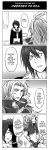  4koma comic dissidia_final_fantasy english facepalm final_fantasy final_fantasy_ix final_fantasy_viii hard_translated highres kuja left-to-right_manga male meru monochrome multiple_boys sparkle squall_leonhart translated 