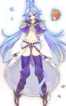  blue_hair bow final_fantasy final_fantasy_ix floating highres jiz kuja long_hair midriff navel purple_eyes smile thigh-highs thighhighs trap very_long_hair violet_eyes wrong_hand 