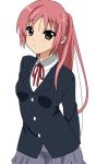  k-on! long_hair miura_akane momoiro_tanuki parody pink_hair ponytail school_uniform solo 