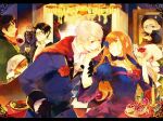  ahoge austria_(hetalia) axis_powers_hetalia blonde_hair brown_eyes brown_hair cake candle cape chandelier chibitalia_(hetalia) choker dress eating flower food glass glasses gloves green_eyes grey_hair hair_flower hair_ornament holy_roman_empire_(hetalia) hungary_(hetalia) long_hair military military_uniform minatsume northern_italy_(hetalia) painting party pastry prussia_(hetalia) red_eyes rose southern_italy_(hetalia) spain_(hetalia) tuxedo uniform united_kingdom_(hetalia) wine 