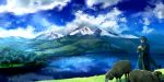 cloud clouds kaito katagiri lake mountain scarf scenery sheep sky smile vocaloid 