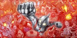  1boy aboras alien animal_frills antlar arm_up baltan_seijin banila bemular blue_eyes bug bullton clenched_hands color_timer colored_skin commentary compound_eyes dada_(ultra_series) dinosaur dorako dorsal_fin everyone fangs foreshortening from_above gabora gango gavadon geronimon giant giant_male giant_monster gigass glowing glowing_eyes gomora greenmons gubira guesra gun_gun_cut highres horns jamila_(ultra_series) jaws jirass kaiju kiyla knee_up levanshousa913 lips looking_up mephilas_seijin monster multicolored_skin multiple_horns neronga nose_horn open_mouth outline outstretched_arm pectorals pestar pigmon pincers ragon red_background red_eyes red_king_(ultra_series) red_skin red_theme saigo_(ultra_series) scythe seabozu sharp_teeth silver_skin solo_focus teeth telesdon tokusatsu twitter_username two-tone_skin ultra_series ultraman ultraman_(1st_series) white_eyes yellow_eyes zambolar zarab_seijin zaragas zetton zetton_seijin 