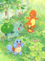  animal_focus artist_request bright_pupils bud bulbasaur charmander closed_eyes closed_mouth fangs fence fire flame-tipped_tail flower full_body grass hayashida_naoko leaf no_humans nostrils official_art open_mouth outdoors outstretched_arms picket_fence pink_flower pokemon pokemon_(creature) pokemon_focus pokemon_home red_eyes smile spread_arms squirtle standing standing_on_one_leg tail third-party_source tree white_pupils wooden_fence 