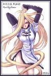  blue_eyes bottomless elbow_gloves fingerless_gloves gloves guilty_gear hair_over_one_eye hairband long_hair millia_rage orebalgum prehensile_hair very_long_hair 