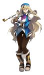  blonde_hair boots breasts earrings grandia grandia_online hat jewelry long_hair official_art pipe very_long_hair 