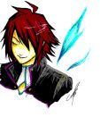   closed_eyes hair_over_one_eye kratos_aurion male oekaki redhead short_hair simple_background sketch solo tales_of_symphonia  