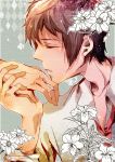  closed_eyes flower hands kiss kyon male necktie parua school_uniform short_hair suzumiya_haruhi_no_yuuutsu 