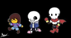  1other 2019 2boys 2d ambiguous_gender ankle_boots armor black_background black_shorts blue_jacket blue_shorts blue_sweater boots brothers brown_boots brown_hair brown_shoes cape child digital_media double_horizontal_stripe frisk_(undertale) full_body gloves grey_hood hands_in_pockets height_difference hip_bones hollow_eyes hood hood_down hooded_jacket horizontal-striped_clothes human humanoid jacket long_sleeves male monster monster_boy muigee multiple_boys one_eye_closed open_clothes open_jacket outline papyrus_(undertale) pink_slippers pink_stripes print_armor red_boots red_cape red_gloves sans_(undertale) shirt shoes short_hair shorts siblings signature simple_background single_vertical_stripe skeleton slippers socks spine striped_clothes striped_shorts striped_sweater sweater teeth trio two-tone_sweater undead undertale utdr_(toby_fox) vertical-striped_clothes vertical-striped_shorts walking white_armor white_outline white_shirt white_socks white_stripes yellow_trim 