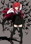  bat_wings black_legwear black_thighhighs demon_wings head_wings headwings hebata koakuma latex long_hair necktie pointy_ears red_hair redhead skirt solo thigh-highs thighhighs touhou vest wings yellow_eyes zettai_ryouiki 