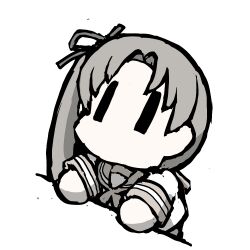  1girl ayanami_(kancolle) commentary_request greyscale hair_ribbon kantai_collection monochrome no_mouth ribbon sailor_collar sailor_shirt school_uniform serafuku shirt side_ponytail solid_eyes solo task_(s_task80) upper_body |_| 