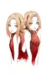  dual_persona fishine green_eyes hairband haruno_sakura long_hair naruto pink_hair short_hair sketch sleeveless 