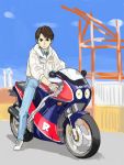  hatimoto kamen_rider kamen_rider_black_(series) male minami_kotaro minami_koutarou mizu_kane motor_vehicle motorcycle solo vehicle 