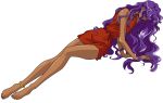  dark_skin himemiya_anthy lying purple_hair red_dress revolutionary_girl_utena shoujo_kakumei_utena tunic vector vector_trace very_long_hair 