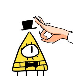  1boy 1other alcor_the_dreambender alcorian-wizard bill_cipher bow bowtie flick floating_hat hat highres meme mini_hat mini_top_hat motion_lines out_of_frame outstretched_arm top_hat transcendence_au_(gravity_falls) 