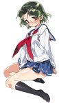  blush feet glasses green_hair highres midori_kouichi red_eyes saki school_uniform serafuku smile socks someya_mako 