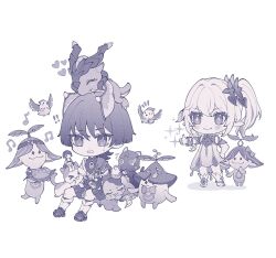  ! !! 1boy 1girl animalization anklet aranara_(genshin_impact) armlet belt bird blunt_ends bodysuit bow bracelet cat character_request chibi chibi_only choppy_bangs cross-shaped_pupils detached_sleeves dragon dress durin_(genshin_impact) finch flying_sweatdrops food furisode gem genshin_impact greyscale hair_ornament hakama hakama_shorts hand_on_own_hip heart holding japanese_clothes jewelry juban kimono layered_sleeves leaf leaf_hair_ornament long_hair looking_at_another looking_at_viewer mandarin_collar medium_dress mini_durin_(genshin_impact) monochrome musical_note nahida_(genshin_impact) notice_lines open_clothes open_kimono open_mouth outstretched_arm person_and_animalization pleated_shorts pointy_ears pom_pom_(clothes) rope sash scaramouche_(cat)_(genshin_impact) scaramouche_(genshin_impact) short_sleeves shorts shoulder_peek side_cape side_ponytail sidelocks sitting small_dragon sweatdrop symbol-shaped_pupils tassel thumbs_up tiniloaf toeless_socks tsurime vision_(genshin_impact) wanderer_(genshin_impact) white_background wolf_cut 
