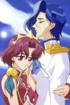  blue_hair cap hug revolutionary_girl_utena rose shoujo_kakumei_utena takatsuki_shiori tsuchiya_ruka 