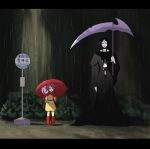  child eleuseus moira parody rain scythe sound_horizon thanatos_(sound_horizon) tonari_no_totoro tril umbrella 