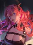  1girl absurdres arknights artist_request breasts choker highres horns long_hair looking_at_viewer redhead slit_pupils solo surtr_(arknights) violet_eyes 