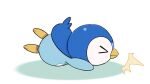  &gt;_&lt; ^^^ closed_eyes closed_mouth commentary_request creature fallen_down from_side full_body gen_4_pokemon lying no_humans official_art on_stomach piplup pokemon pokemon_(creature) prj_pochama solo starter_pokemon toes 