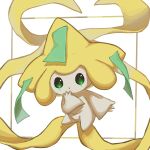  :o framed gen_3_pokemon green_eyes hand_up highres jirachi looking_at_viewer mythical_pokemon nashimochi_4 no_humans outstretched_arm parted_lips pokemon pokemon_(creature) solo white_background 