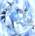  black_eyes commentary_request dated fang gen_2_pokemon highres katkichi legendary_pokemon looking_down lugia no_humans open_mouth pokemon pokemon_(creature) signature skin_fang solo toes tongue 