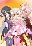  3girls chloe_von_einzbern fate/kaleid_liner_prisma_illya fate_(series) gradient gradient_background illyasviel_von_einzbern miyu_edelfelt multiple_girls official_art 