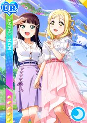  blonde_hair blush character_name dress kurosawa_dia love_live!_school_idol_festival love_live!_sunshine!! ohara_mari short_hair smile yellow_eyes 