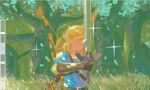  blonde_hair forest highres link long_hair master_sword nature sword the_legend_of_zelda the_legend_of_zelda:_breath_of_the_wild weapon 