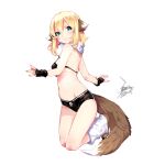  1girl animal_ears blonde_hair blush closed_mouth dated ejami ekko_(ejami) fingerless_gloves furry gloves looking_at_viewer original short_hair shorts signature simple_background smile solo tail white_background 