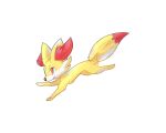  ancesra animal_focus commentary_request english_commentary fennekin from_side full_body gen_6_pokemon happy jumping mixed-language_commentary no_humans open_mouth partial_commentary pokemon pokemon_(creature) red_eyes smile solo transparent_background 
