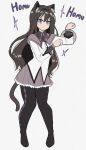  1girl akemi_homura animal_ears argyle argyle_legwear black_hair black_legwear blush cat_ears cat_girl cat_tail closed_mouth full_body hairband highres long_hair long_sleeves looking_at_viewer mahou_shoujo_madoka_magica pantyhose solo tail young_savage 