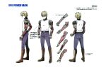  1boy blonde_hair character_sheet copyright_name genos highres male_focus multiple_views official_art one-punch_man production_art scan scan_artifacts turnaround zip_available 