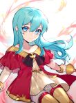  1girl aqua_eyes aqua_hair bangs boots bracelet child collarbone cute dress eirika eirika_(fire_emblem) elley226 fire_emblem fire_emblem:_seima_no_kouseki fire_emblem:_the_sacred_stones fire_emblem_8 fire_emblem_heroes hair_between_eyes highres holding holding_sword holding_weapon intelligent_systems jewelry long_hair looking_at_viewer nintendo shiny shiny_hair sidelocks smile solo super_smash_bros. sword thigh-highs thigh_boots twitter_username weapon younger zettai_ryouiki 