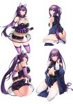  1girl absurdres ass breasts cleavage_cutout clothing_cutout cosplay cowboy_shot elbow_gloves front_zipper_swimsuit gloves hairband hie_(hiememiko) hiememiko highres idolmaster idolmaster_cinderella_girls large_breasts latex meme_attire multiple_views one-piece_swimsuit purple_hair sagisawa_fumika sagisawa_fumika_(cosplay) see-through see-through_skirt shiny shiny_clothes short_eyebrows short_shorts shorts side_ponytail skirt smile solo swimsuit thigh-highs unzipped violet_eyes zipper 