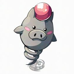  blush_stickers full_body grey_fur looking_at_viewer mistray-art numbered pokemon pokemon_(creature) signature simple_background solo spoink white_background 