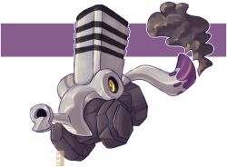  black_sclera colored_sclera commentary dualcosmog english_commentary exhaust full_body no_humans outline pokemon pokemon_(creature) pokemon_focus solo transparent_background varoom white_outline yellow_eyes 