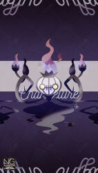  blue_fire chandelier chandelure fire full_body ghost highres looking_at_viewer meme_(sleepsheep) no_humans pokemon pokemon_(creature) pokemon_focus purple_fire solo yellow_eyes 