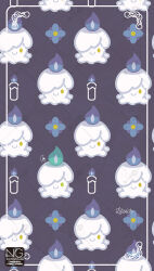  alternate_color candle closed_mouth commentary fire flower green_eyes highres litwick looking_at_viewer meme_(sleepsheep) no_humans pokemon pokemon_(creature) pokemon_focus purple_fire shiny_pokemon smile symbol-only_commentary yellow_eyes 