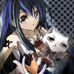  blue_hair cat charle_(fairy_tail) child dress fairy_tail long_hair lowres red_eyes ribbon tattoo wendy_marvell 