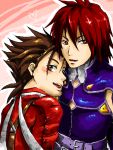  blush brown_eyes brown_hair father_and_son heart kratos_aurion lloyd_irving red_eyes redhead short_hair tales_of_symphonia 