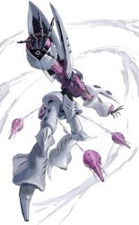  absurdres beam_cannon commentary_request contrail funnels_(gundam) gundam highres mecha mecha_focus mobile_suit neo_zeon no_humans qubeley realistic robot science_fiction thrusters user_gckk2542 zero_gravity zeta_gundam 