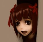  amami_haruka brown_eyes brown_hair crazy_eyes creepy genk gif hair_ribbon idolmaster solo the_grudge 