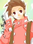  brown_eyes brown_hair buttons gloves lloyd_irving male oekaki short_hair solo tales_of_symphonia translation_request 