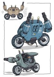  1other absurdres animal-themed_vehicle gatling_gun gatling_santouhei highres machine mecha mecha_focus motor_vehicle motorcycle original robot shadow white_background 