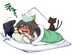  blanket blush cat futon kaenbyou_rin kaenbyou_rin_(cat) nanami_(artist) pillow reiuji_utsuho sick touhou unyu wings 